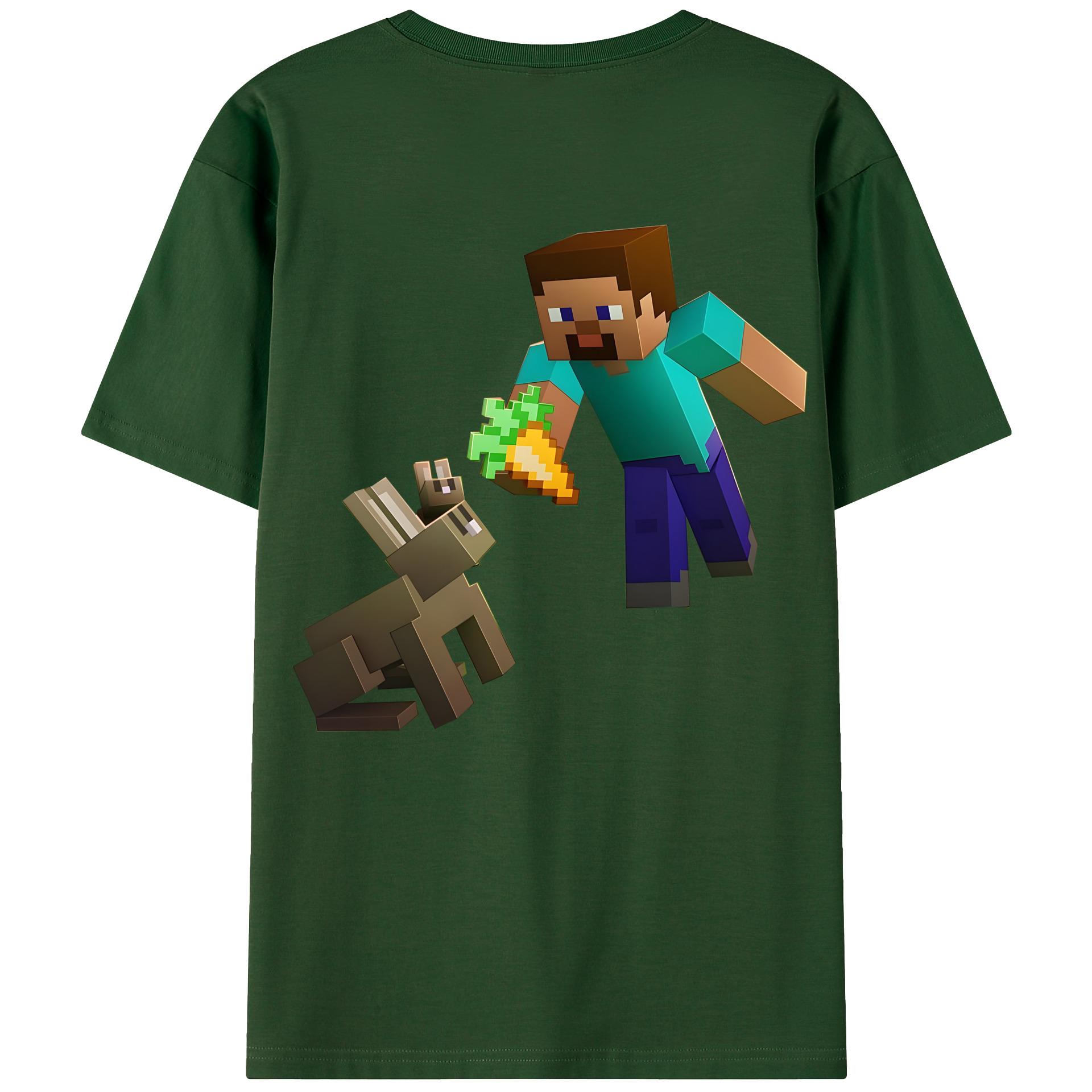 （画像用） マインクラフト ブロックの世界 Minecraft MC Block world 綿100％半袖Tシャツ（背面プリント）